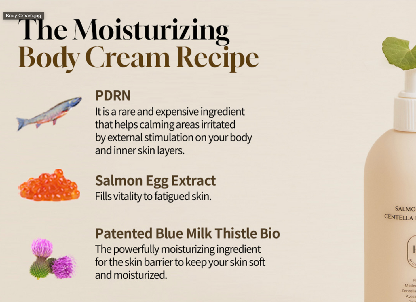 HEVEBLUE Salmon Fruity Centella Body Cream (300ml)